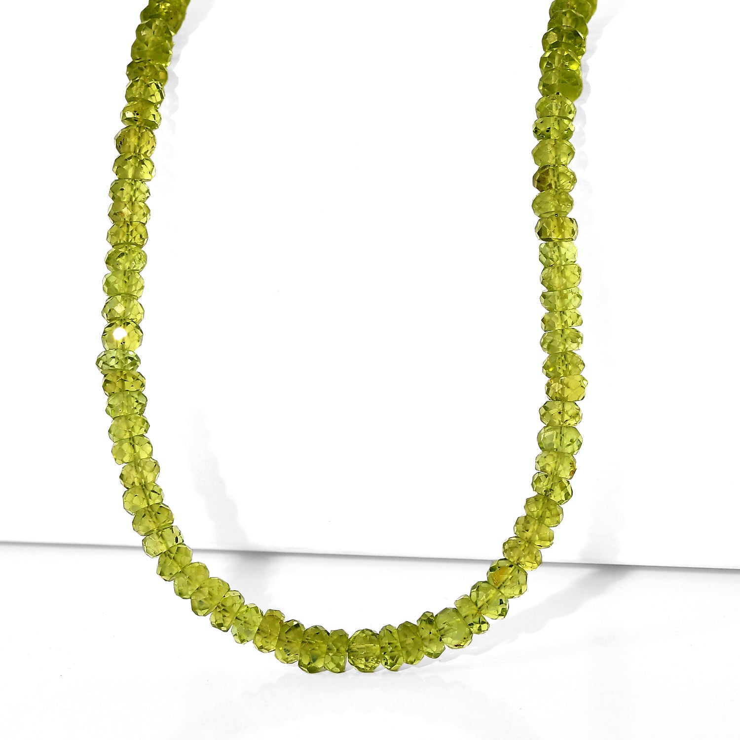 D'Joy AA Natürliche Peridot Halskette ca. 45 cm 925 Silber Rhodiniert ca. 100.00 ct