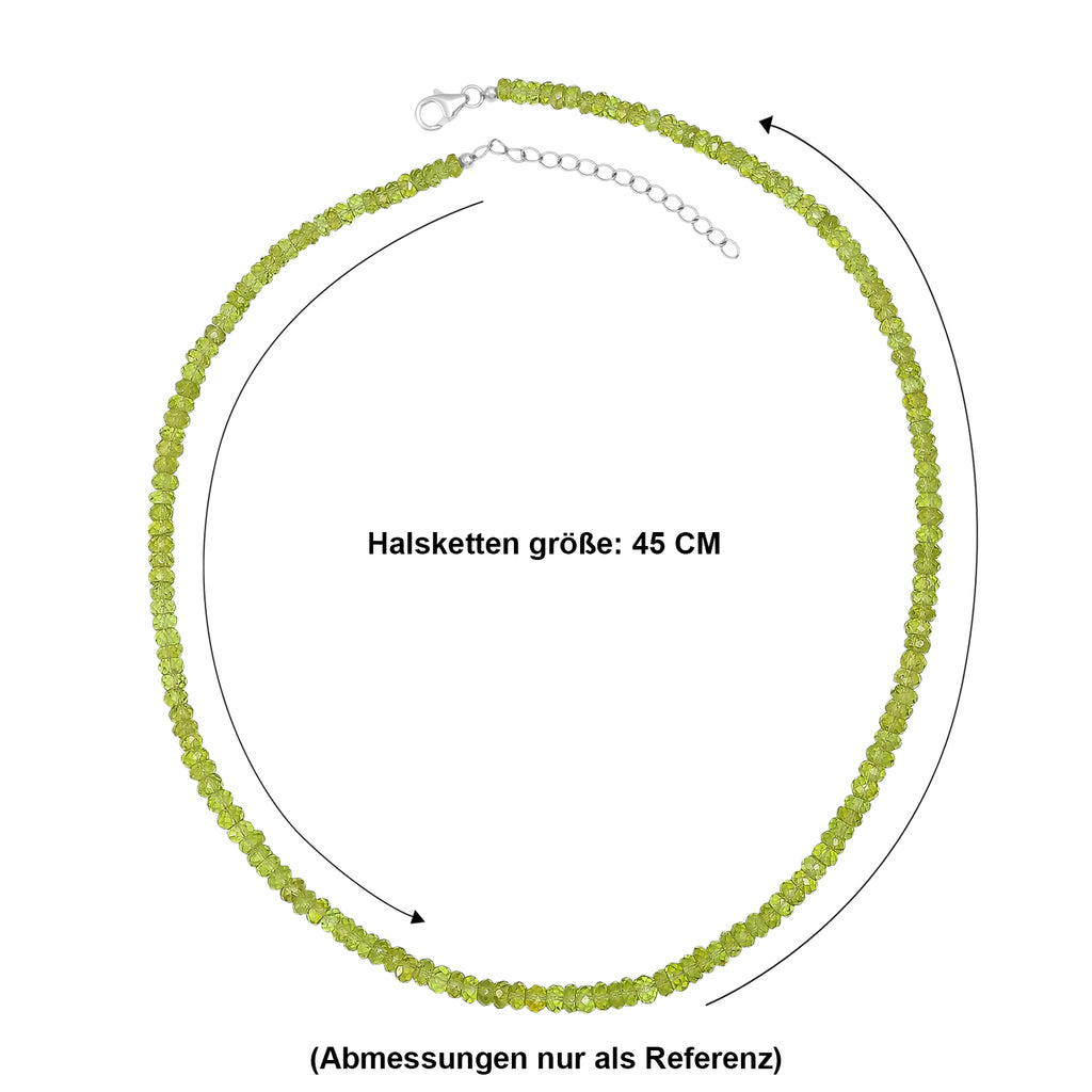 D'Joy AA Natürliche Peridot Halskette ca. 45 cm 925 Silber Rhodiniert ca. 100.00 ct