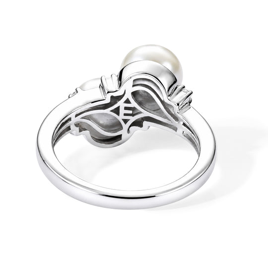 EVER TRUE Süßwasser Perle (7-7.5 mm), Weißer Zirkon Ring 950 Kupfer (Größe 19.00)