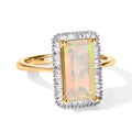 D'Joy AAA Natürlicher, äthiopischer Welo Opal, Weißer Diamant Ring 925 Silber 750 Gelbgold vermeil (Größe 18.00) ca. 1,99 ct