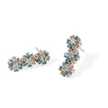 LUXURIANT SGL zertifizierte SI-GH mehrfarbige Labor Diamant florale Ohrringe, 925 Silber rhodiniert - 1,52 ct.