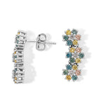 LUXURIANT SGL zertifizierte SI-GH mehrfarbige Labor Diamant florale Ohrringe, 925 Silber rhodiniert - 1,52 ct.