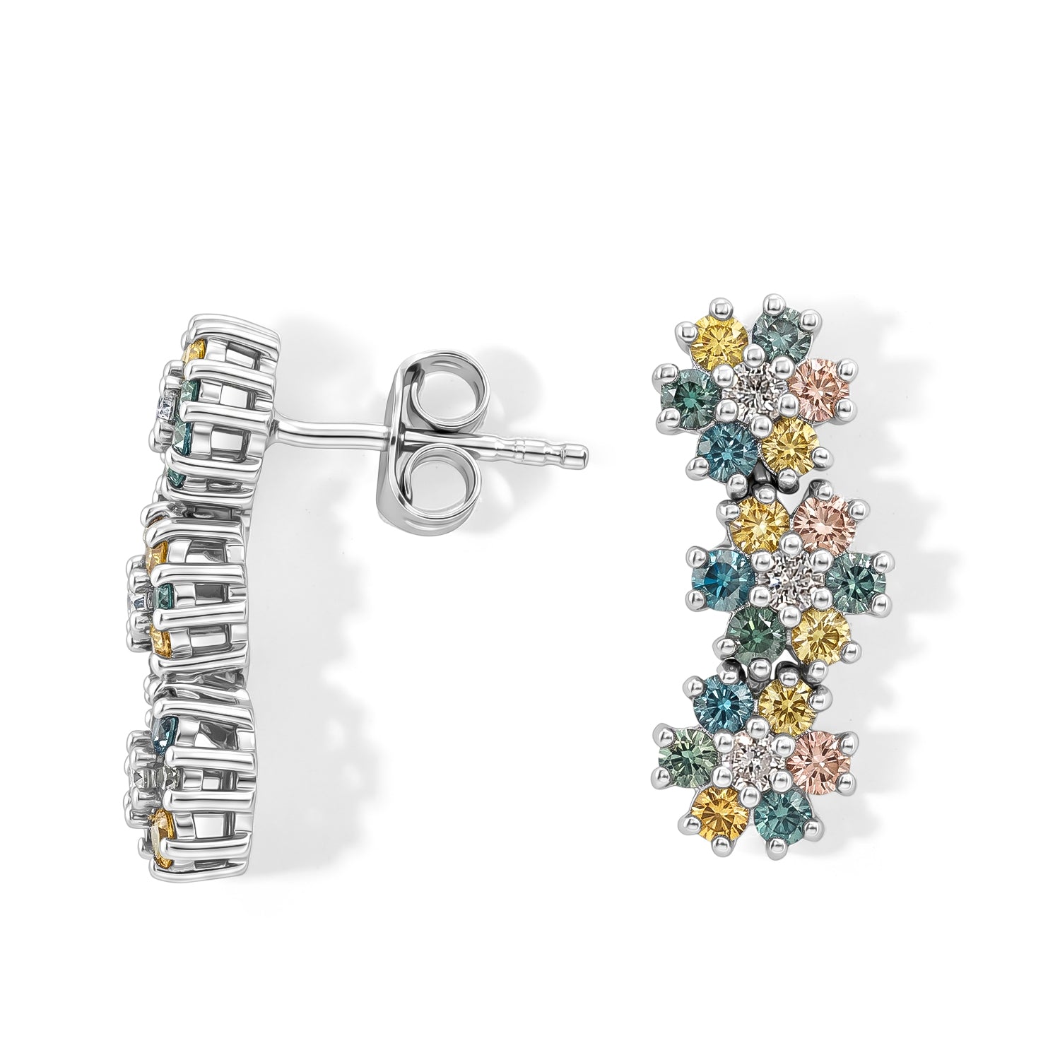 LUXURIANT DIAMOND - Lab Grown Blauer Diamant SI-GH, Lab Grown Diamant Ohrringe 925 Silber Rhodiniert ca. 1,52 ct.