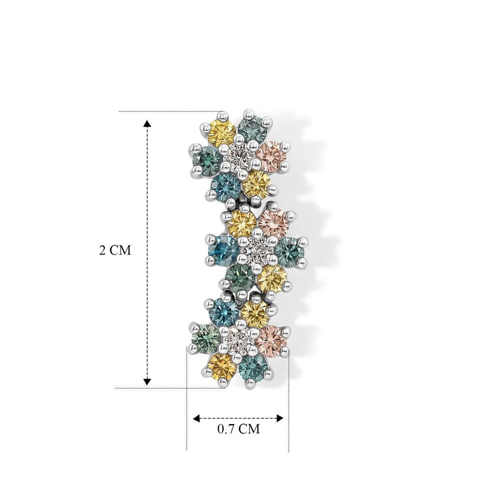 LUXURIANT SGL zertifizierte SI-GH mehrfarbige Labor Diamant florale Ohrringe, 925 Silber rhodiniert - 1,52 ct.