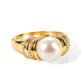 EVER TRUE Süßwasser Perle (9-9.5 mm), Weißer Zirkon Ring 950 Kupfer (Größe 17.00)