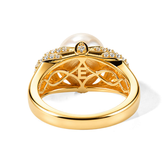 EVER TRUE Süßwasser Perle (9-9.5 mm), Weißer Zirkon Ring 950 Kupfer (Größe 21.00)