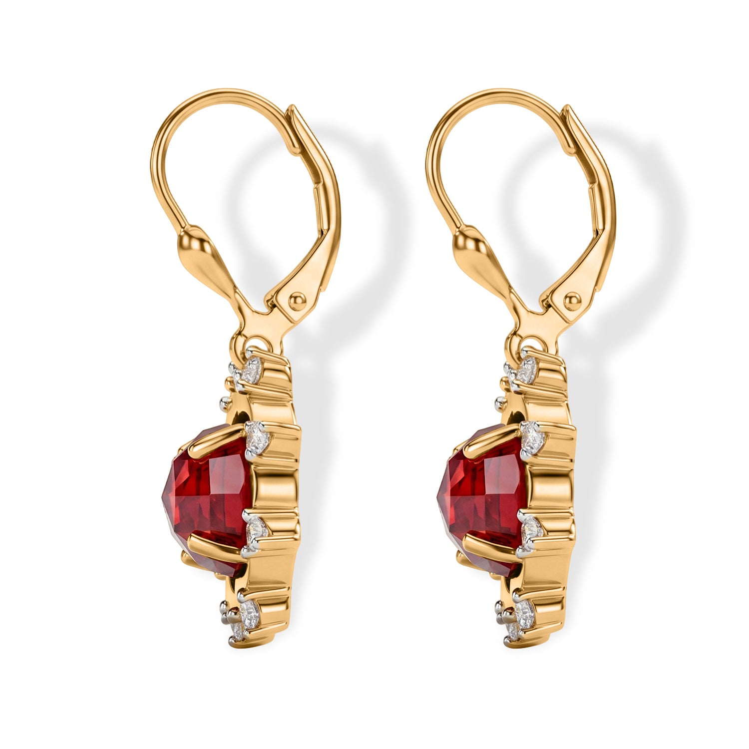 D'Joy Lab Grown Padparadscha-Saphir, Weißer Zirkon Ohrringe 925 Silber 750 Gelbgold vermeil ca. 6,79 ct.