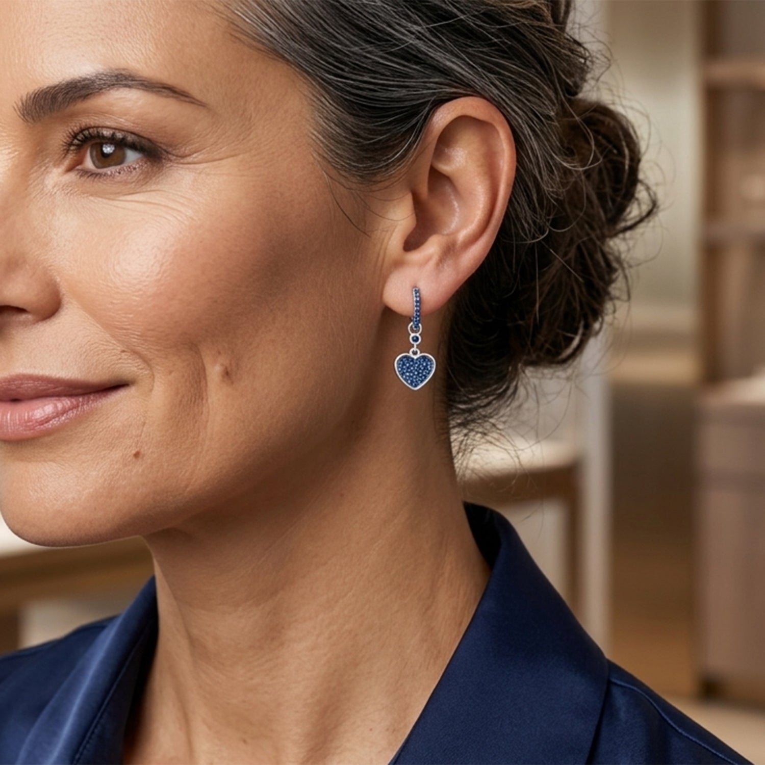 LUXURIANT DIAMOND - Lab Grown Diamant SI, Lab Grown Blauer Diamant Ohrringe 925 Silber Rhodiniert ca. 1,02 ct.