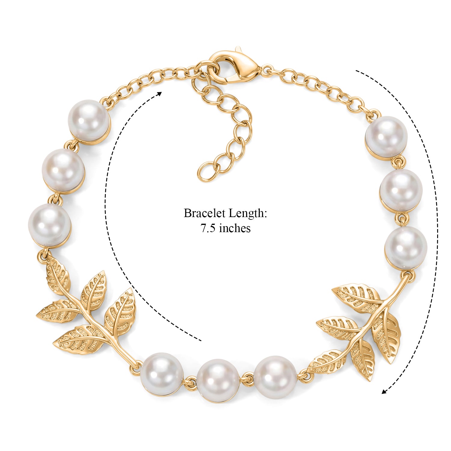 EVER TRUE Süßwasser Perle (7-7.5 mm) Armband ca. 19 cm 950 Kupfer, Goldfarben, 22.58 ct