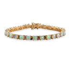 EXKLUSIVES ASSCHERSCHLIFF OPAL - D'Joy AA Natürlicher, äthiopischer Welo Opal, Blauer Turmalin Armband ca. 20 cm 925 Silber 750 Gelbgold vermeil ca. 14.45 ct