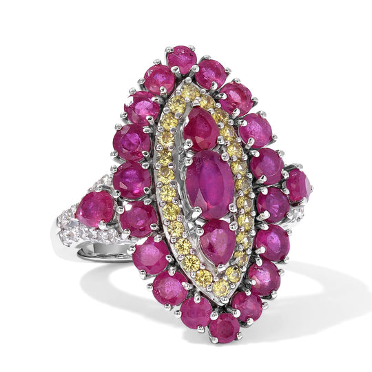 D'Joy Smaragd Ring 925 Silber Rhodiniert (Größe 19.00) ca. 3,82 ct