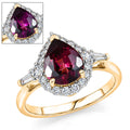 LUXURIANT DIAMOND - AAA Farbwechsel Granat, Lab Grown Diamant Ring 417 Gold (Größe 17.00) ca. 2,43 ct