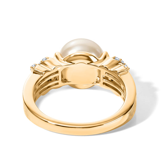 EVER TRUE Süßwasser Perle (9-9.5 mm), Weißer Zirkon Ring 950 Kupfer (Größe 17.00)