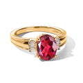 LUXURIANT - AAA Lab Grown Rubin, Weißer Diamant Ring 925 Silber Gold (Größe 17.00) ca. 2,77 ct