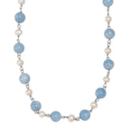 EVER TRUE Aquamarin, Süßwasser Perle Halskette ca. 50 cm Nickelfreies Messing Platiniert 85.00 ct