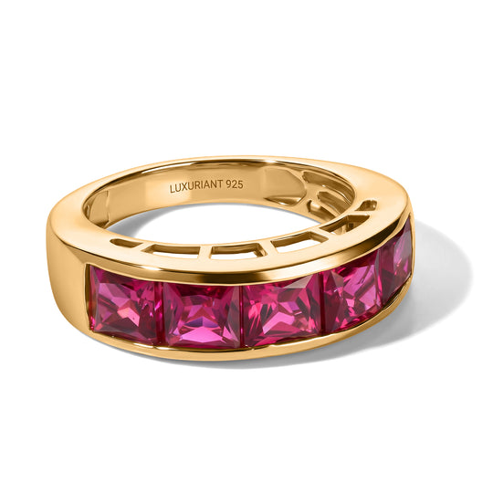 LUXURIANT - AAA Lab Grown Rubin Ring 925 Silber Gold (Größe 21.00) ca. 4,29 ct