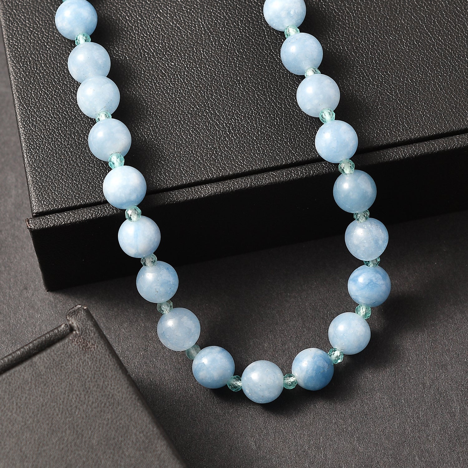 EVER TRUE Aquamarin, Apatit Halskette ca. 50 cm Nickelfreies Messing Platiniert ca. 185.00 ct