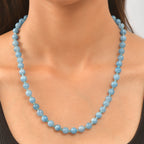 EVER TRUE Aquamarin, Apatit Halskette ca. 50 cm Nickelfreies Messing Platiniert ca. 185.00 ct