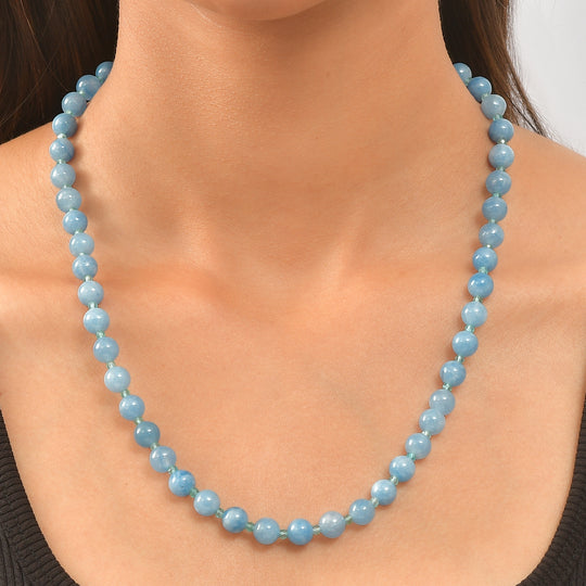 EVER TRUE Aquamarin, Apatit Halskette ca. 50 cm Nickelfreies Messing Platiniert ca. 185.00 ct