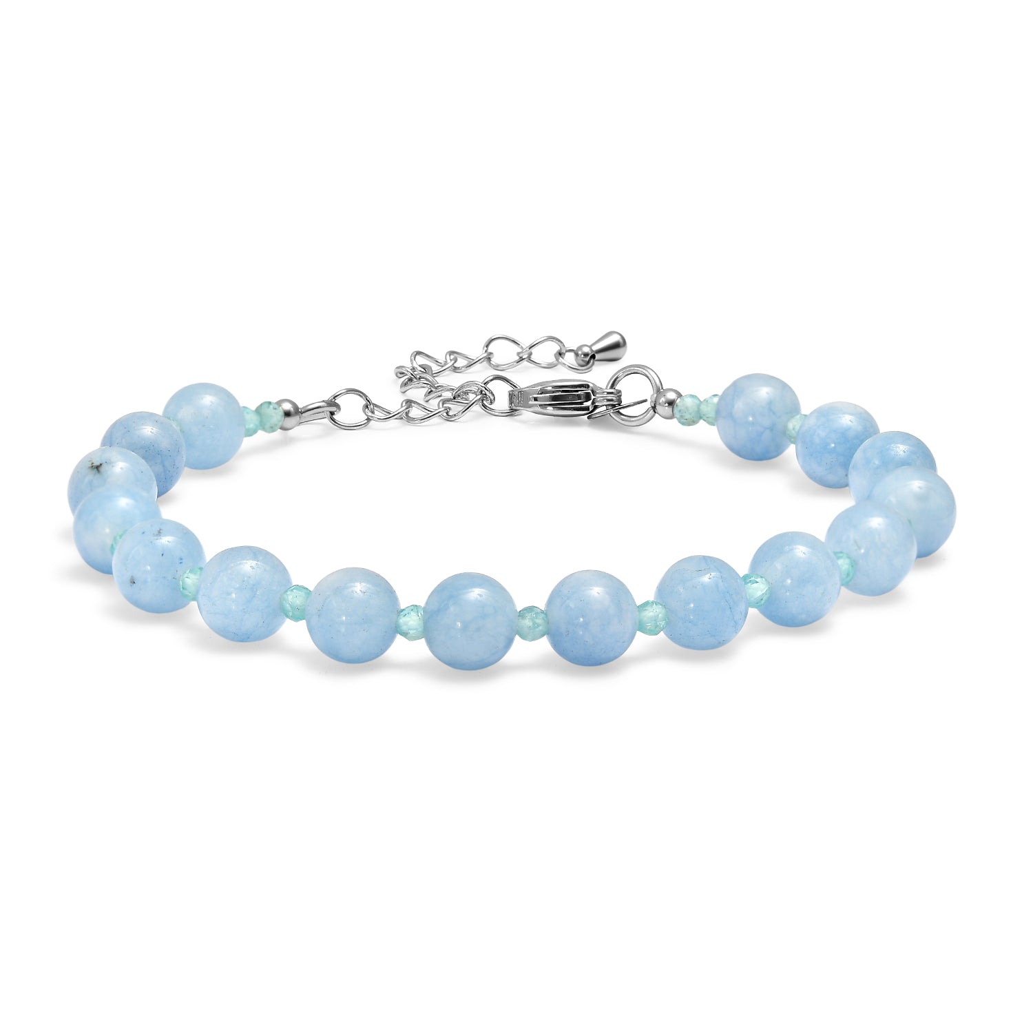EVER TRUE Milchiger Aquamarin, Apatit Armband ca. 19 cm 316L Edelstahl Platiniert ca. 63.50 ct