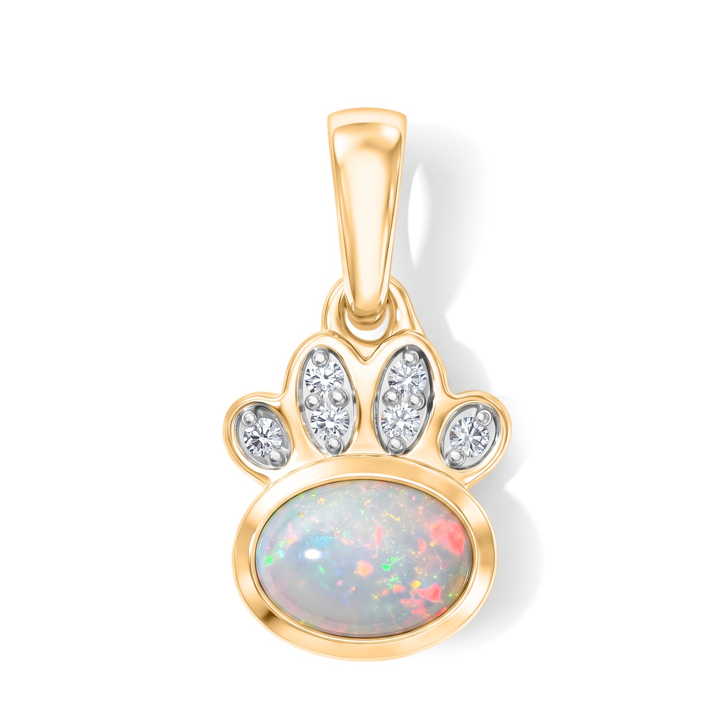D'Joy AA Natürlicher, äthiopischer Welo Opal, Moissanit Anhänger 925 Silber 585 Vergoldet ca. 0.54 ct