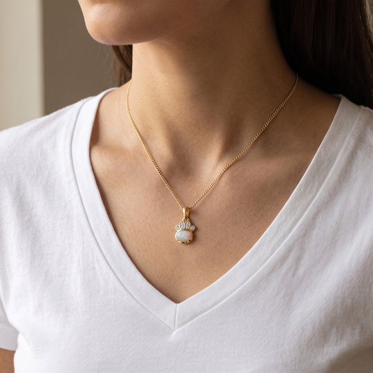 D'Joy AA Natürlicher, äthiopischer Welo Opal, Moissanit Anhänger 925 Silber 585 Vergoldet ca. 0.54 ct