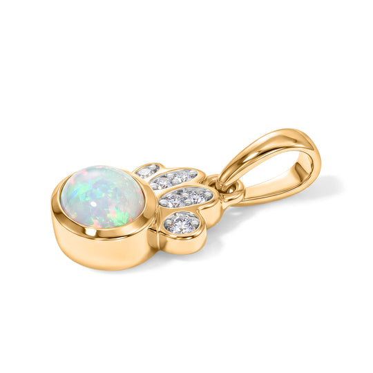 D'Joy AA Natürlicher, äthiopischer Welo Opal, Moissanit Anhänger 925 Silber 585 Vergoldet ca. 0.54 ct