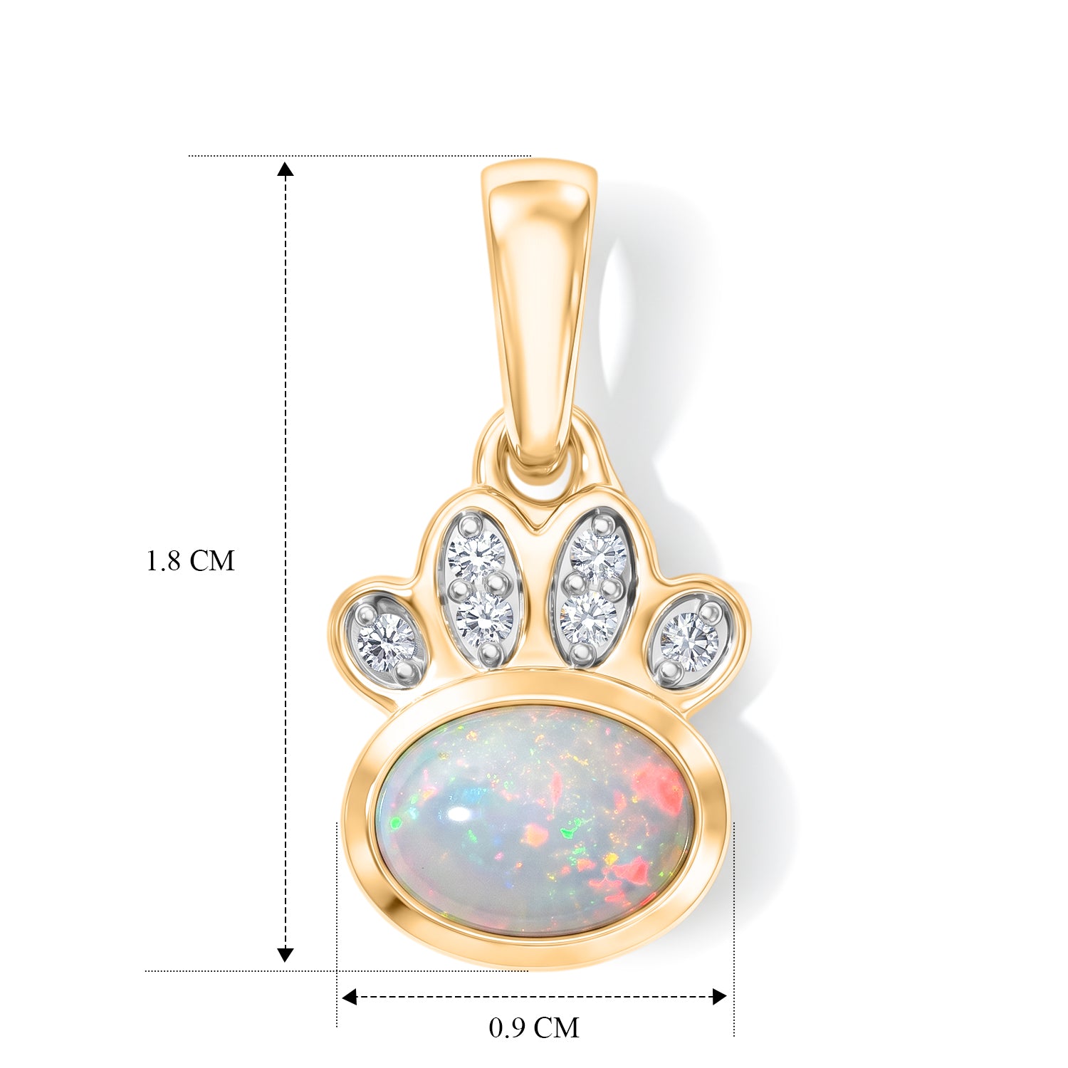 D'Joy AA Natürlicher, äthiopischer Welo Opal, Moissanit Anhänger 925 Silber 585 Vergoldet ca. 0.54 ct