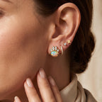 D'Joy AA Natürlicher, äthiopischer Welo Opal, Moissanit Ohrringe 925 Silber 585 Vergoldet ca. 0.83 ct