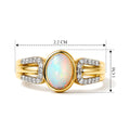 D'Joy AA Natürlicher, äthiopischer Welo Opal, Moissanit Ring 925 Silber 585 Vergoldet (Größe 18.00) ca. 0,99 ct