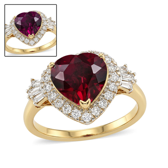 LUXURIANT    3,04 ct. AAA Farbwechsel Granat und Labor Diamant Ring in 417 Gold (10-16 Werktage Lieferzeit)