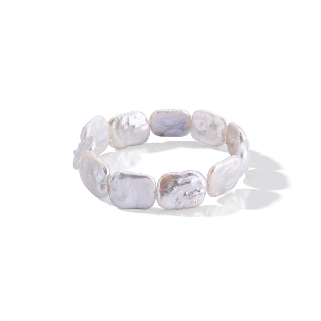 Weiße Keshi Perle Armband 18 cm