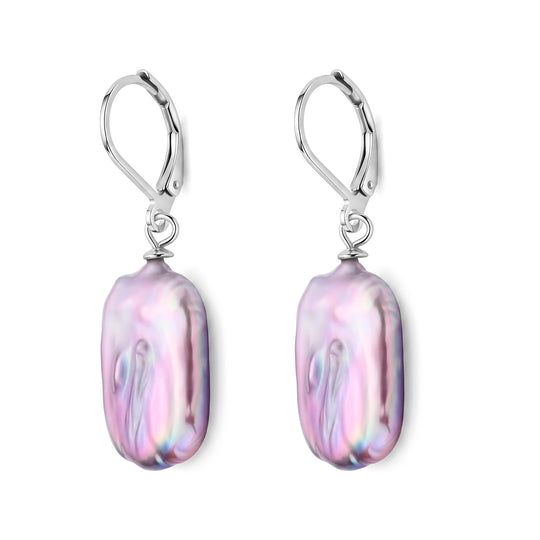 Lila Keshi Perle Ohrringe 316L Edelstahl