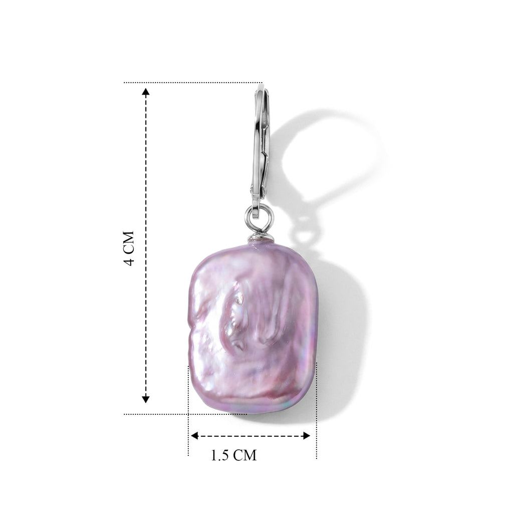 Lila Keshi Perle Ohrringe 316L Edelstahl