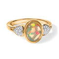 D'Joy AA Natürlicher, äthiopischer Welo Opal, Moissanit Ring 925 Silber 585 Vergoldet (Größe 18.00) ca. 1,33 ct