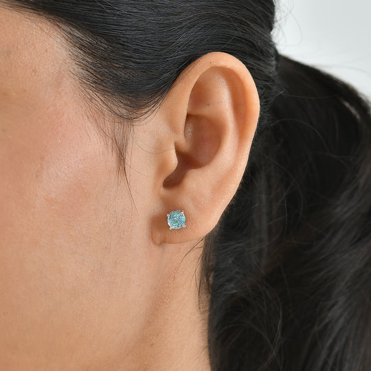EverTrue AA blaue Zirkon Solitär Ohrringe, Bronze mit Platin E-Beschichtung - 2,16 ct.