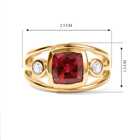 EVER TRUE Lab Grown Padparadscha-Saphir, Weißer Zirkon Ring 950 Kupfer (Größe 17.00) ca. 3,88 ct
