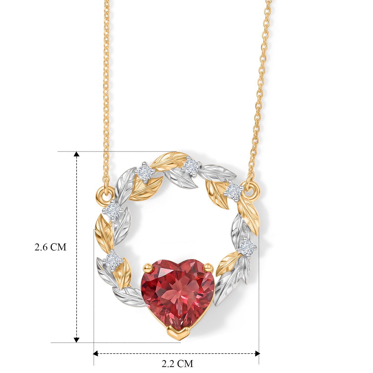 D'Joy Lab Grown Padparadscha-Saphir, Weißer Zirkon Halskette ca. 50 cm 925 Silber Rhodiniert und 750 Gelbgold Vermeil ca. 5.69 ct