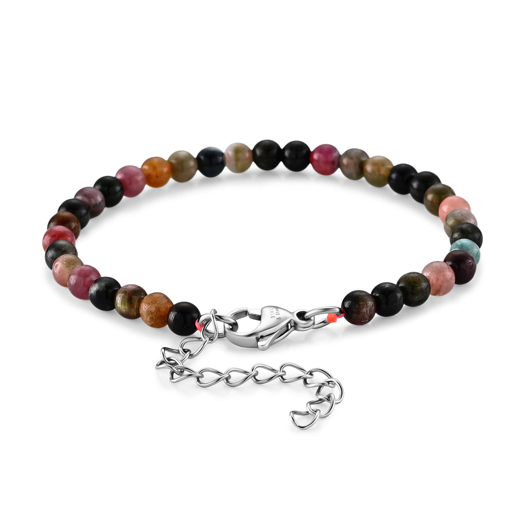 Mehrfarbiges-Turmalin Armband ca. 18 cm 316L Edelstahl ca. 30.00 ct