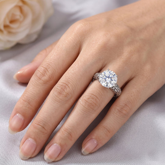 D'Joy Moissanit Ring 925 Silber Rhodiniert (Größe 20.00) ca. 2,19 ct