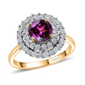 LUXURIANT DIAMOND - AAA Radiant Ember Granat, Lab Grown Diamant Ring 417 Gold (Größe 18.00) ca. 2,27 ct