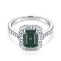 D'Joy AA Smaragd, Moissanit Ring 925 Silber Rhodiniert (Größe 20.00) ca. 1,93 ct