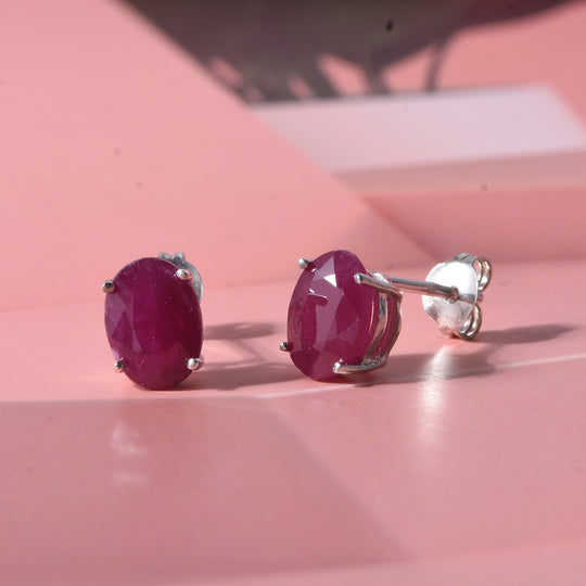 D'Joy AA Burmesischer Rubin Ohrringe 925 Silber Rhodiniert ca. 3,30 ct.