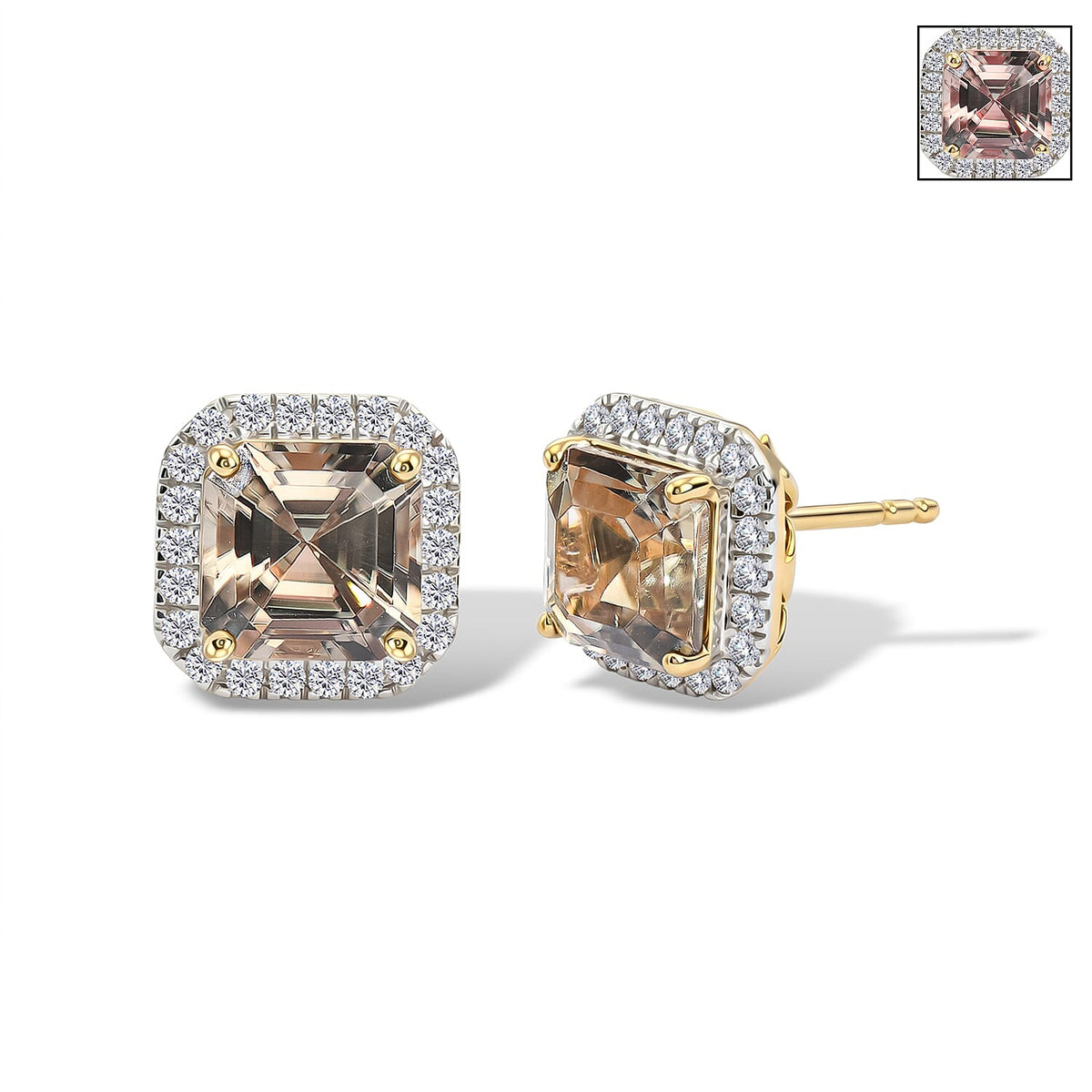 LUXORO AAA Turkizit, Weißer Diamant Ohrringe 417 Gold ca. 3,85 ct.