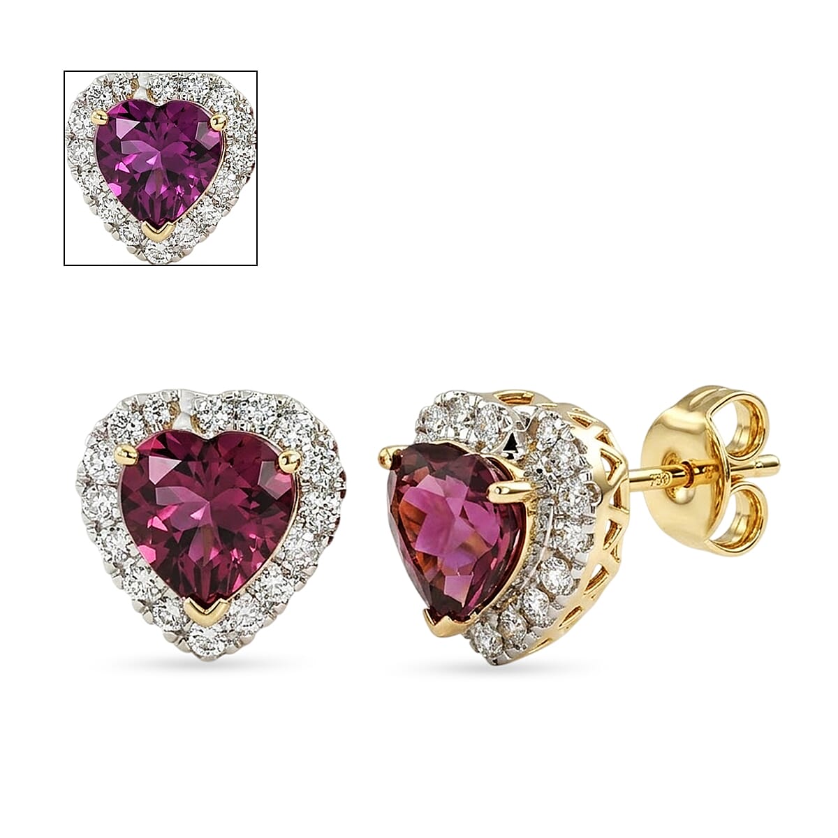 LUXURIANT DIAMOND - AAA Farbwechsel Granat, Lab Grown Diamant Ohrringe 417 Gold ca. 2,95 ct.