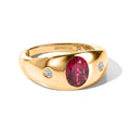 LUXURIANT - AAA Lab Grown Rubin, Weißer Zirkon Ring 925 Silber Gold (Größe 17.00) ca. 1,80 ct