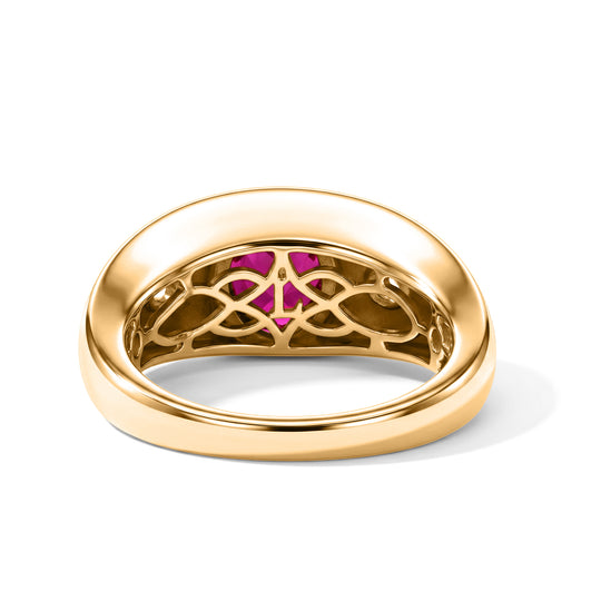 LUXURIANT - AAA Lab Grown Rubin, Weißer Zirkon Ring 925 Silber Gold (Größe 19.00) ca. 1,80 ct