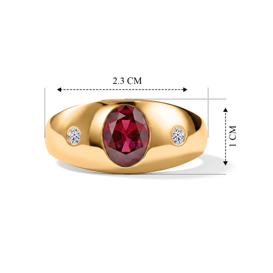 LUXURIANT - AAA Lab Grown Rubin, Weißer Zirkon Ring 925 Silber Gold (Größe 19.00) ca. 1,80 ct