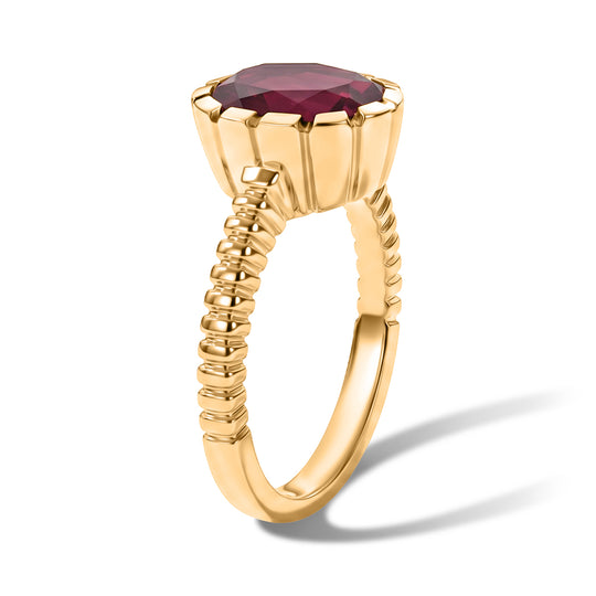 LUXURIANT - AAA Lab Grown Rubin Ring 925 Silber 750 Gelbgold vermeil (Größe 21.00) ca. 3,73 ct