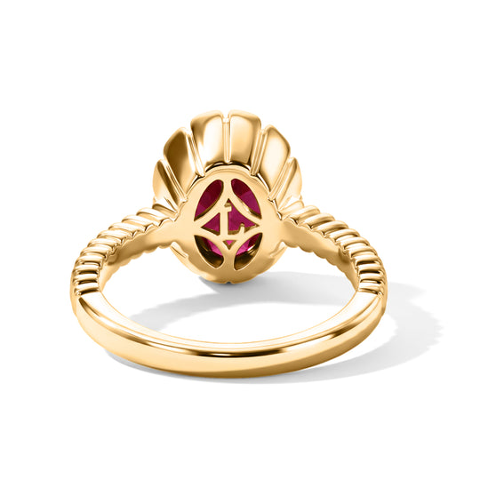 LUXURIANT - AAA Lab Grown Rubin Ring 925 Silber 750 Gelbgold vermeil (Größe 21.00) ca. 3,73 ct